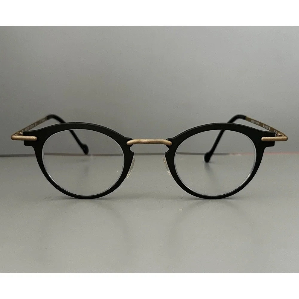 Anne & Valentin Titanium Japan Eyeglasses Frames HOOP BC78 Charcoal & Gold Tone
